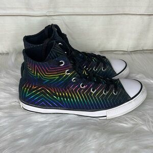 Converse Girls Rainbow Zebra Print High Sneaker